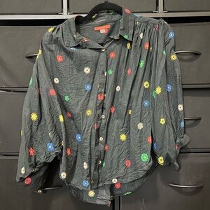 MOTHER Black Floral Blouse